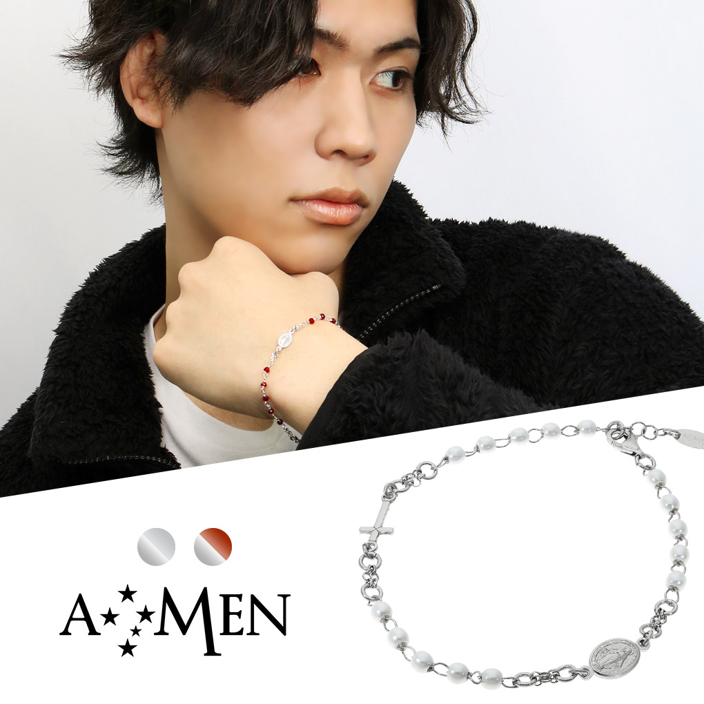 AMEN アメン マリア メダイ クロス シルバー ブレスレット 19～21cm 