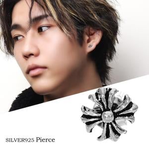 プチ フレアクロス ピアス 1P 片耳用 シルバー クロス 十字架 さりげない 小さい 小さめ 華奢 ミニ ゴシック ハード シルバーピアス スタッドピアス|メンズアクセサリー