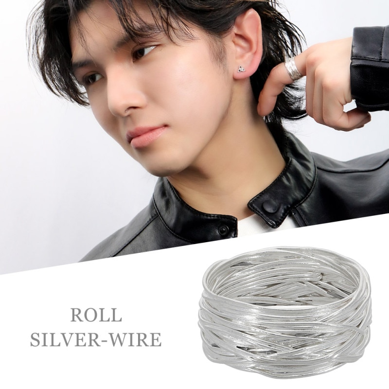 シルバーリング型アクセサリー ロール シルバーワイヤー リング 指輪 15～22号 メンズリング シルバー