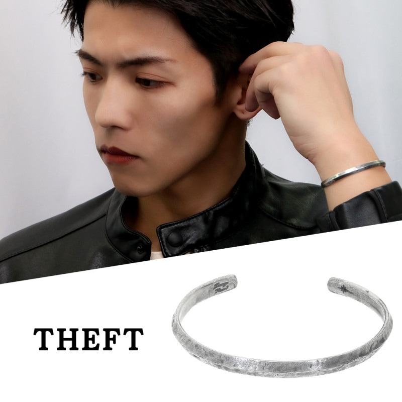 THEFT セフト シンプル マウンテン ダメージ バングル シルバー