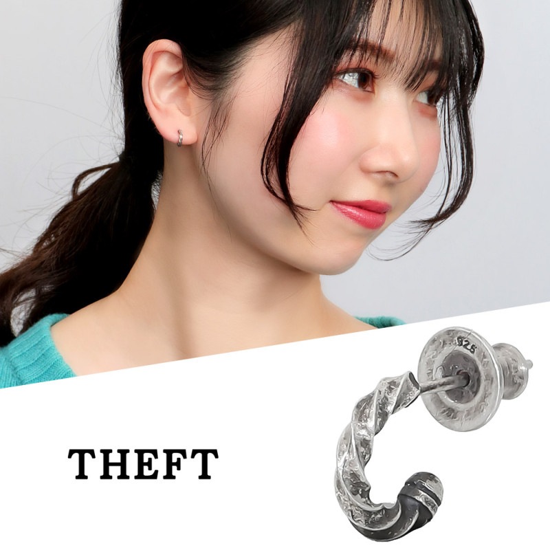 THEFT セフト シンプル ツイスト ハーフフープ ピアス 1P 片耳用  