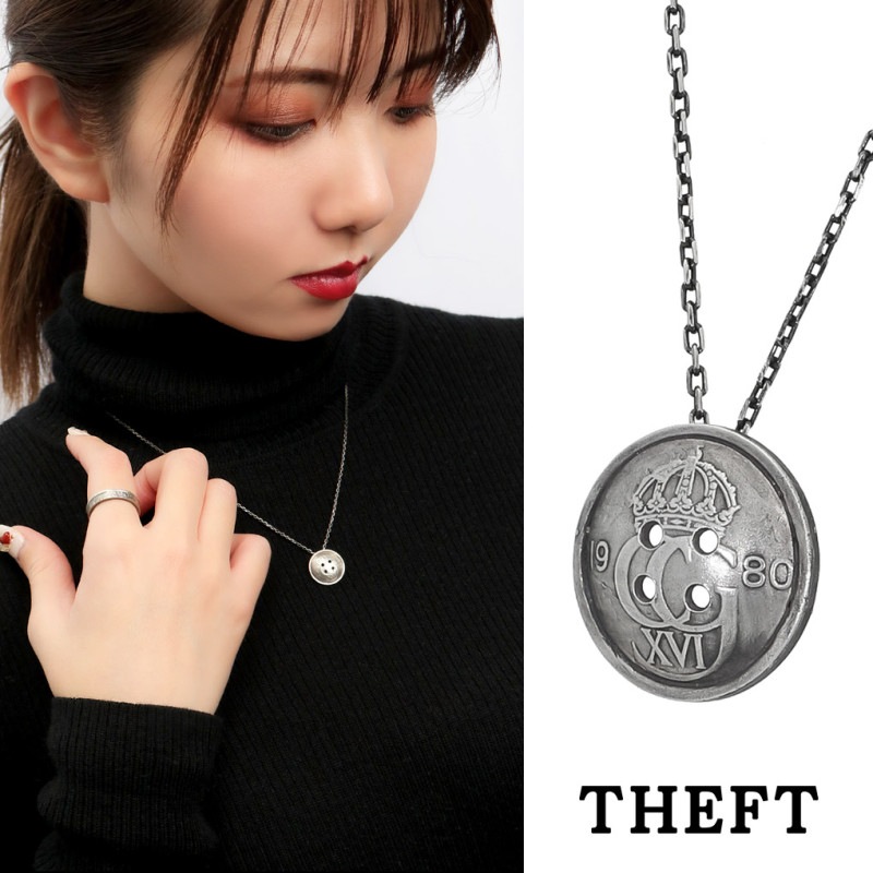 THEFT ���ե� ������ �ܥ��� �ͥå��쥹 �ڥ����� �ڥ����ȥȥå� �ڥ����ȥ��㡼�� ����С� Coin Button Necklace �Ų� �ӥ�ơ���