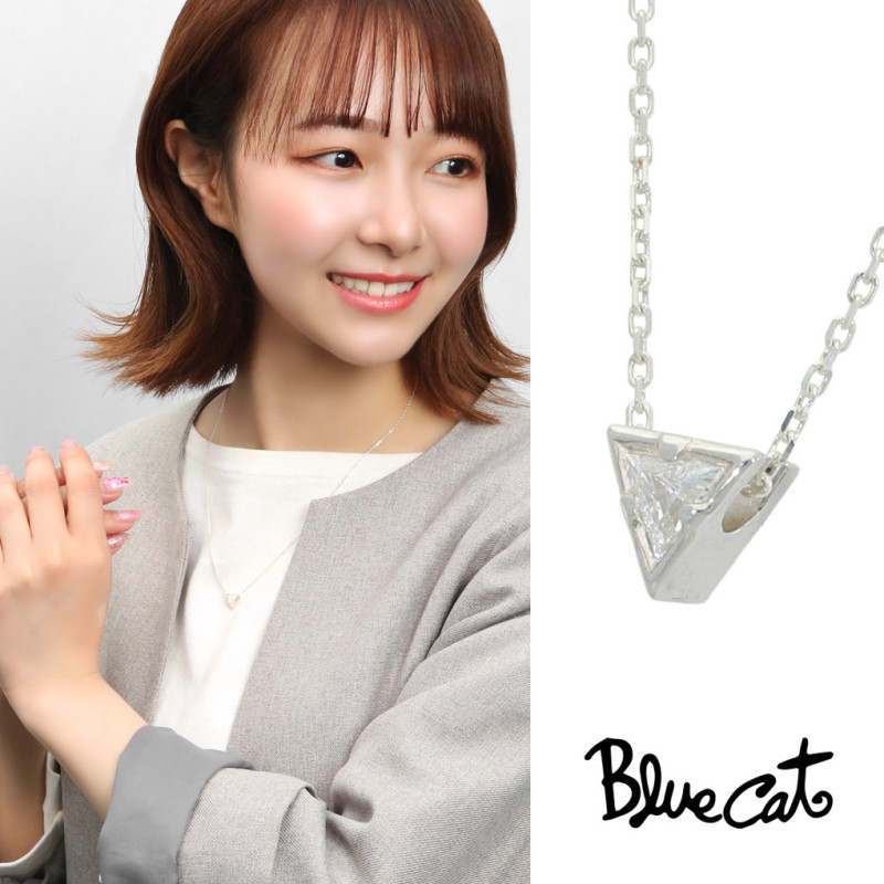 ハート型青石付き三角ペンダント Blue Cat トライアングル ネックレス ペンダント レディース