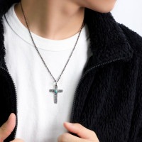 VIVIFY ビビファイ ペイズリー ターコイズ クロス ネックレス