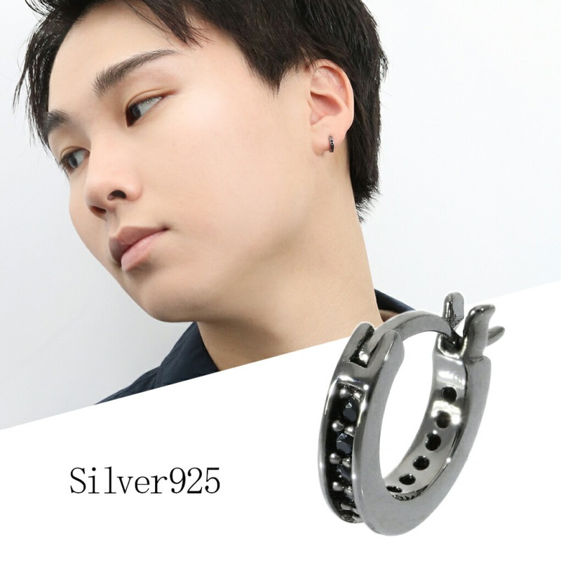 close to me ブラック シンプル エタニティ フープ ピアス 1P 片耳用