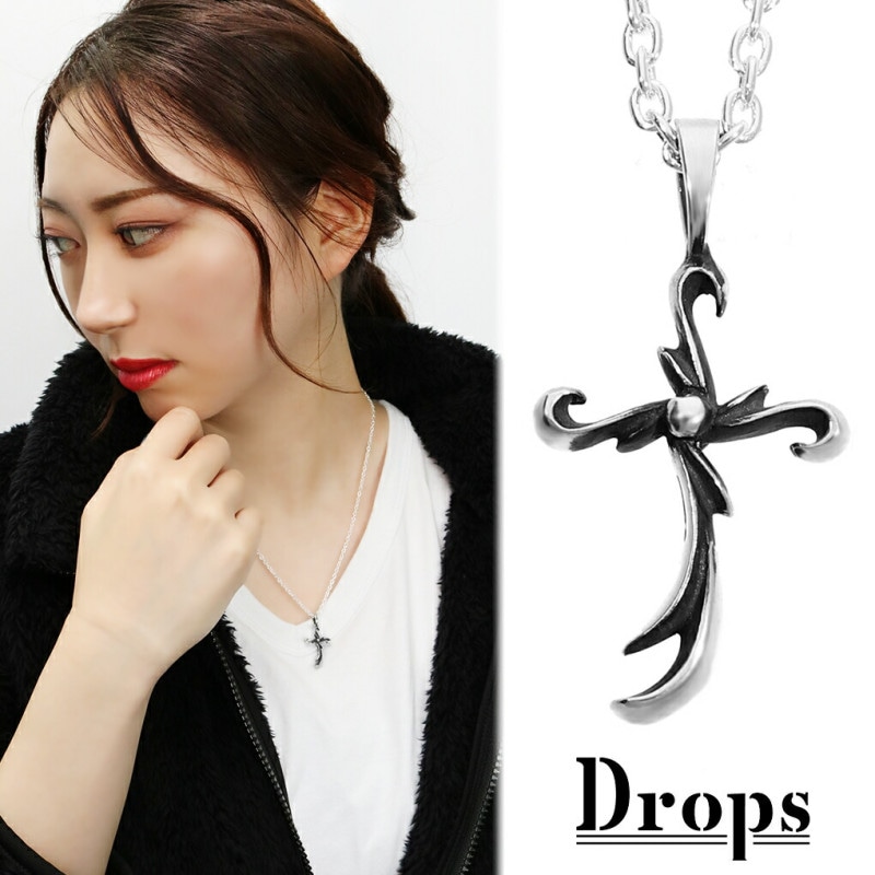 DROPS カーブ クロス シルバー ネックレス ペンダント ペンダント 