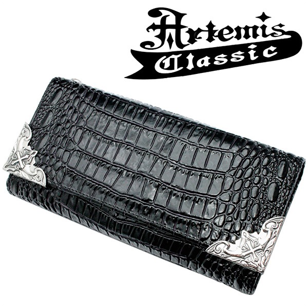 未使用品✨アルテミスクラシック　アンティーク　ミディアムウォレット　クロコ　黒 未使用品✨アルテミスクラシック アンティーク ミディアム