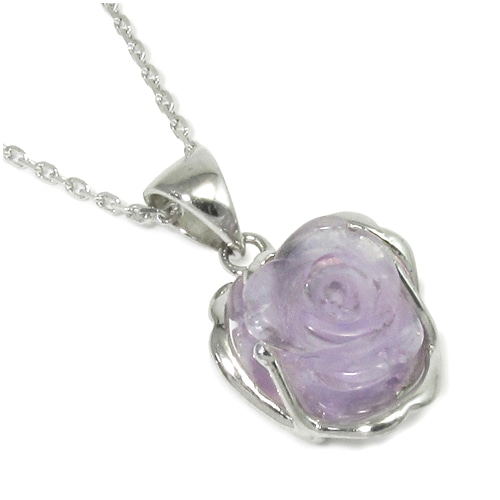 紫色の薔薇 カットアメジスト シルバーネックレス 天然石