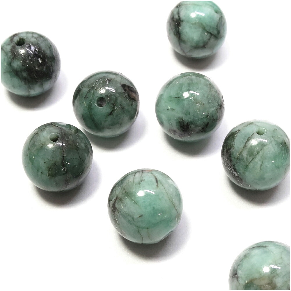エメラルド 9mm 天然石 ビーズ 丸玉 2玉セット 粒売り パワーストーン