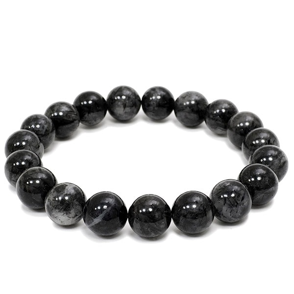 10.5mm 18.5cm ブラックルチルクォーツ ブレスレット メンズL