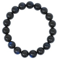 11mm 19.5cm 高品質 ブラック ラブラドライト ブレスレット メンズL