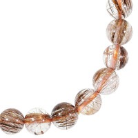 ブラウンルチルクォーツ ブレスレット 7.3mm 17.5cm メンズM