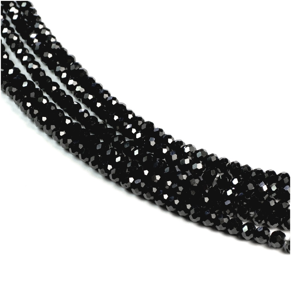 ブラックスピネル 3×2mm 天然石 ビーズ ボタンカット 30玉セット 粒 