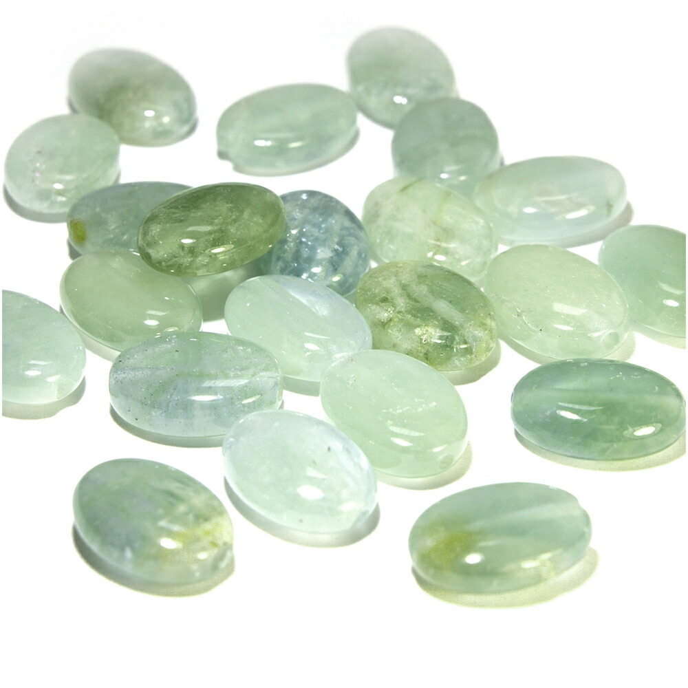 アクアマリン グリーン系 13.5×10mm 天然石 ビーズ オーバルカット 2玉  