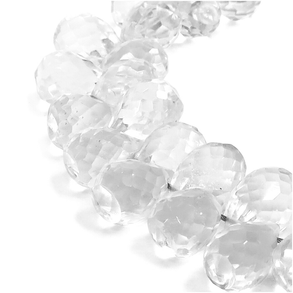 水晶 6.5×4mm 天然石 ビーズ ドロップカット 4玉セット 粒売り