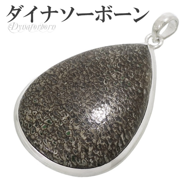 ダイナソーボーン シルバー ペンダントトップ 雫 恐竜 化石 骨 天然石