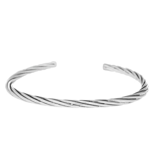 ねじり ツイスト シルバー バングル シルバー925 細身 ねじれ シンプル
