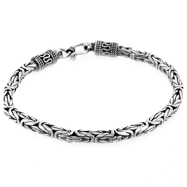 ビザンチンチェーン バリチェーンブレスレット 21cm 幅4mm デザイン