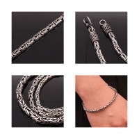 ビザンチンチェーン バリチェーンブレスレット 21cm 幅4mm デザイン