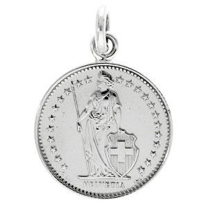 コイン 1フラン硬貨 スイス ペンダントトップ チェーンなし 硬貨 ペンダント ネックレス トップ ヘッド ヴィンテージ ビンテージ アンティーク 本物 アクセサリー メンズ レディース ユニセックス