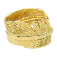 ゴールドカラー フェザー リング フリーサイズ 17号 羽根 シルバー