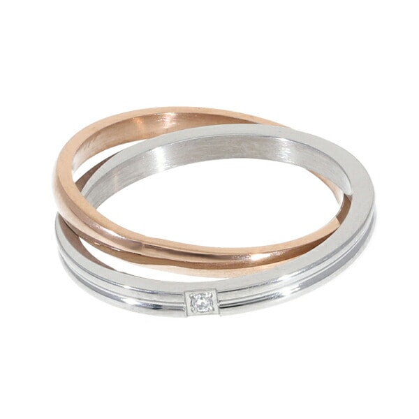 ピンクゴールド 2mm幅 2連 リング 11号 バイカラー 2本 サージカル