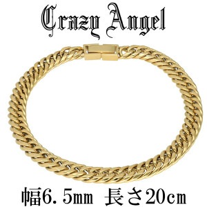 クレイジーエンジェル Crazy Angel サージカルステンレス ゴールドカラー 6面カットダブル喜平チェーン 20cm ブレスレット ブレス 腕輪 ステンレス アクセサリー 金属アレルギー対応 ア