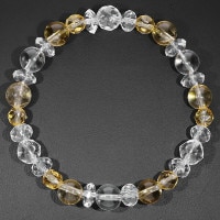 シトリン カット 水晶 ブレスレット 8mm 17cm レディースM サイズ 11月