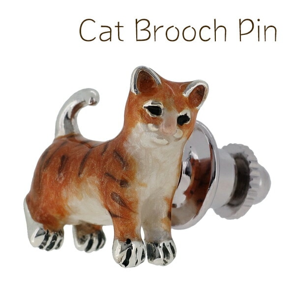 猫の シルバーピンブローチ SILVER 925 シルバーアクセサリー 留め具