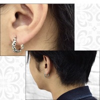 いぶし アラベスク フープ シルバーピアス 1P フープピアス リング