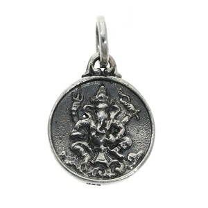 ガネーシャ コイン L ペンダントトップ ネックレスチャーム (チェーンなし) シルバー925 ネックレス ペンダント 象 ゾウ インド タイ 神様 お守り シルバーアクセサリー 男性 女性 メンズ 