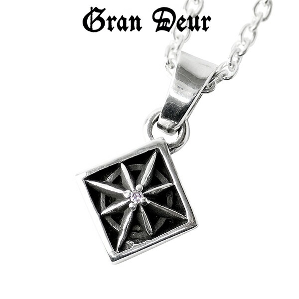 GRAN DEUR 八芒星 紋章 ダイヤモンド シルバーペンダントトップ
