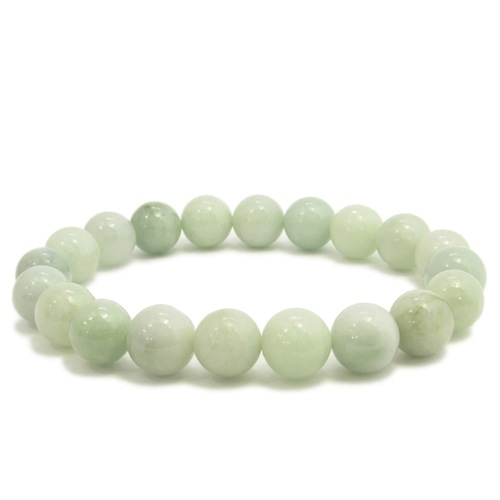 9.8mm 18.5cm 翡翠 ブレスレット メンズL、レディースLLサイズ 天然石