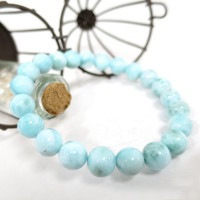 ラリマー ブレスレット 8.7mm 18cm メンズM、レディースLサイズ 天然石