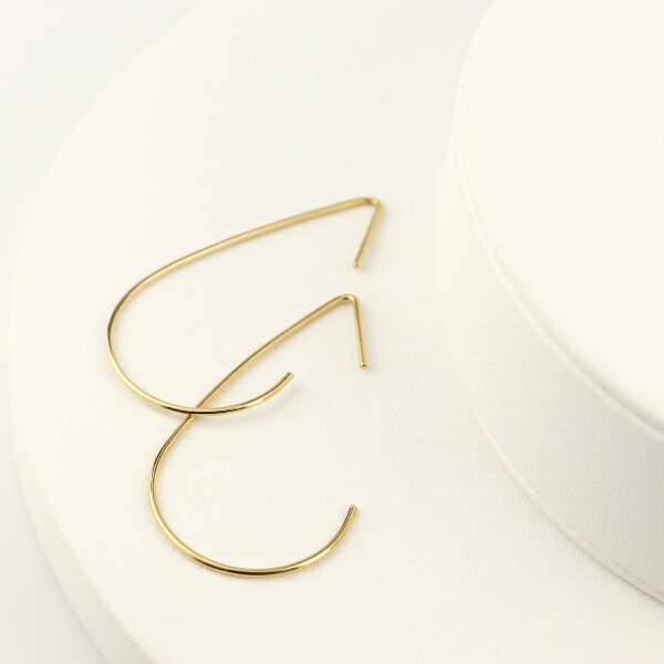 K18 地金 ドロップ フックピアス 2P 両耳用 18金 18k ゴールド ピアス 