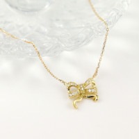 K18 ダイヤモンド アンティーク リボン ネックレス 18金 18k