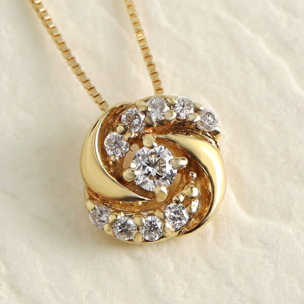 K18 天然ダイヤモンド バラモチーフ ペンダントトップ-七田式かな絵