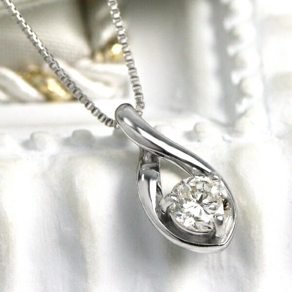 K18 ダイヤモンド ドロップ ネックレス ホワイトゴールド 一粒 天然