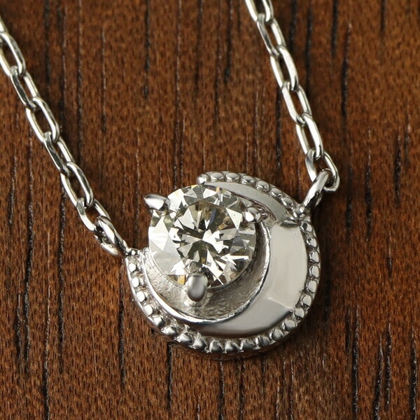 K18 ダイヤモンド 三日月 ネックレス ホワイトゴールド 18金 18k 天然  