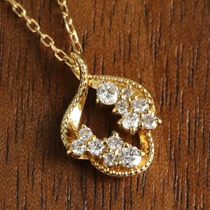 K18 ダイヤモンド ドロップ ネックレス ゴールド 18金 18k 天然 ダイヤ 上品 華やか ミル打ち 大人 きれい かわいい 普段使い ベーシック ゴールド ジュエリー 綺麗 かっこいい 大人か
