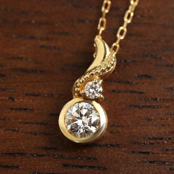 K18 シンプル ダイヤモンド ネックレス ゴールド 18金 18k 天然 ダイヤ 