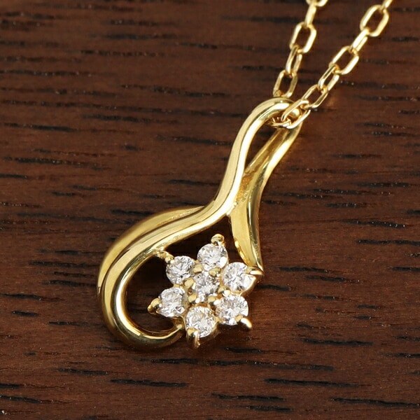 K18 ダイヤモンド フラワー ネックレス ゴールド 18金 18k 天然