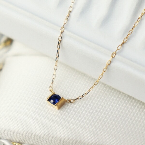 K18 サファイア ゴールド ネックレス 一粒 天然石 誕生石 9月 18金 18k 