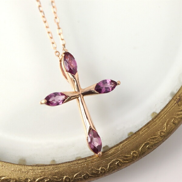 クロスネックレス k10 クロスダイヤモチーフネックレスK10（ネックレス