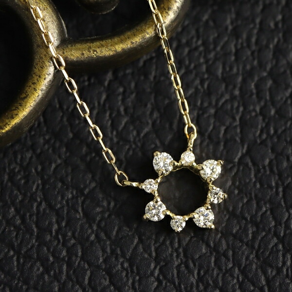 ダイヤモンド フラワー ゴールド ネックレス 花 K10 10金 10k ゴールド