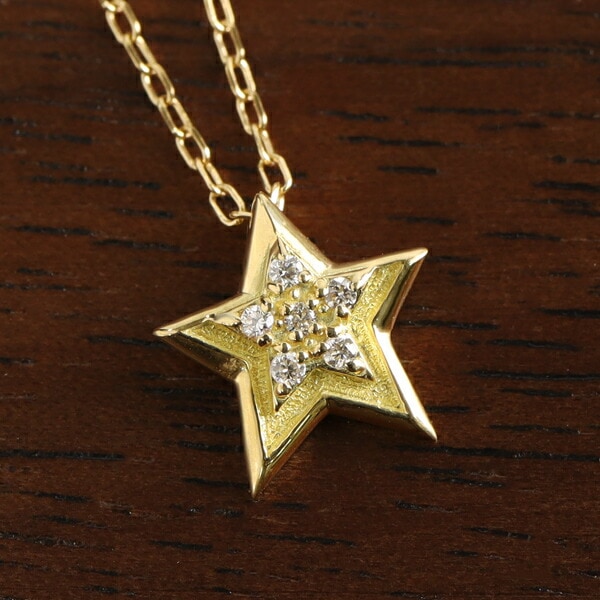 K18 ダイヤモンド 星 ネックレス ゴールド 18金 18k 天然 ダイヤ