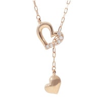 K18 Y字 スライド ハート チャーム ネックレス 18金 18k ピンク
