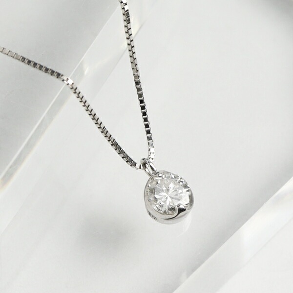新しい天然ダイヤモンドネックレスホワイトゴールドpt950 0.5ct 