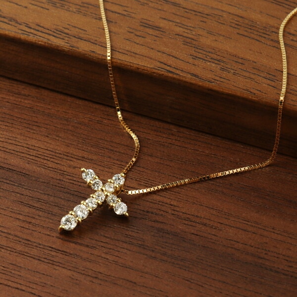 K18 ダイヤモンド クロス ゴールド ネックレス 18金 18k 十字架 上品