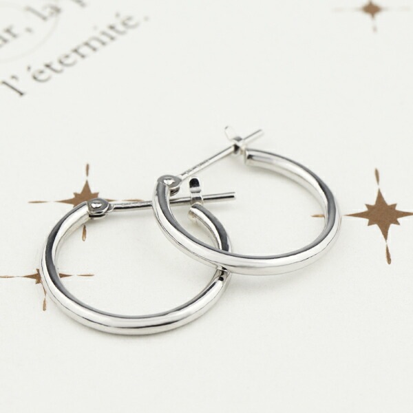 PT900 フープピアス 両耳用　1✕15mm　刻印あり PT900 プラチナ フープピアス 2P 両耳用 1.5×15mm ピアス フープ